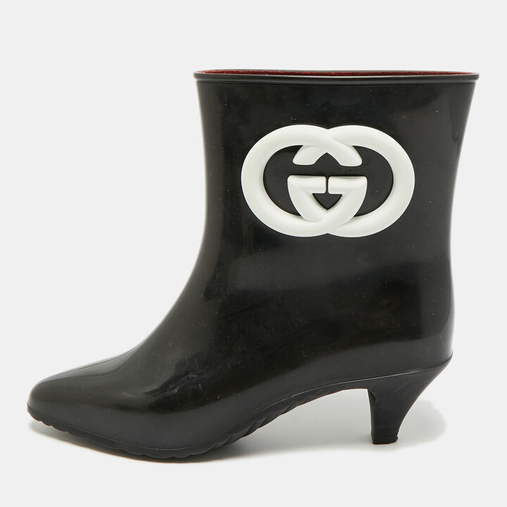Gucci Size 37 Black Rubber Ankle Length Boots