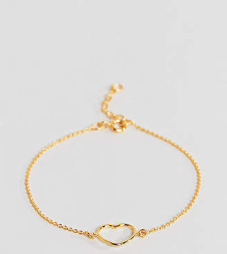 ASOS DESIGN Gold Plated Sterling Silver Open Heart Chain Bracelet
