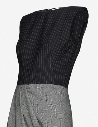 Alexander McQueen Pinstripe and check wool and cashmere-blend midi dress
