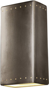 Ambiance - Really Big Rectangle W/ Perfs - Open Top & Bottom Wall Sconce - Antique Silver - Dedicated LED