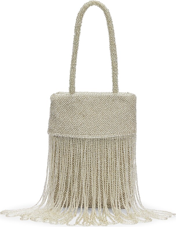 Reformation Valentina Mini Beaded Satin Shoulder Bag
