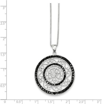 jewelryPot 925 Sterling Silver Rhodium Plated and White Diamond Large Medallion Pendant. Total Carat Wt- 1.5ct.