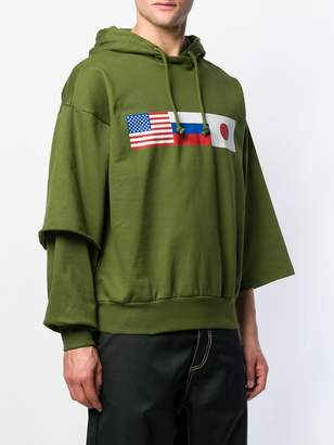 Gosha Rubchinskiy double sleeve flag print hoodie