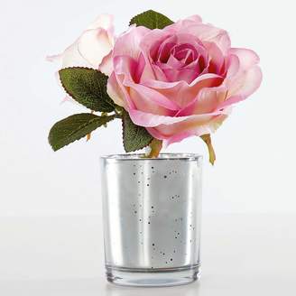Kaleidoscope Set of 3 Pink Roses & Mercury Glass Vases