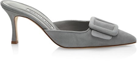 grey suede mules