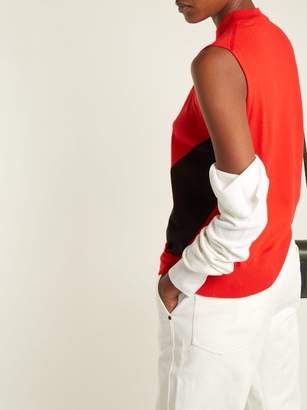 Calvin Klein Deconstructed Round Neck Wool Blend Sweater - Womens - Red Multi