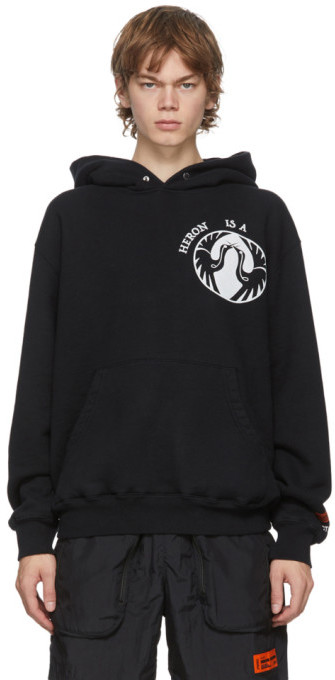heron bird slogan print hoodie