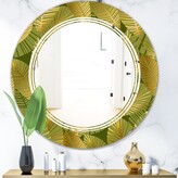 Thumbnail for your product : Design Art Designart 'Golden Leaves I' Printed Modern Round or Oval Wall Mirror - Triple C