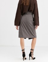 Thumbnail for your product : Vila belted check midi skirt