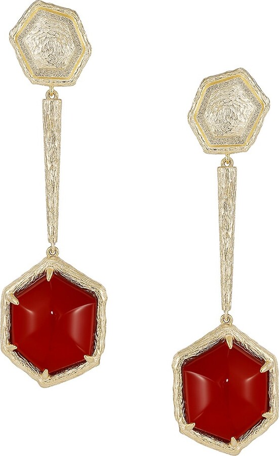 Retro Chic Gold / Red Red Agate Tiger Earrings