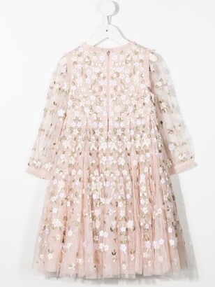 Needle & Thread Kids Floral-Embroidered Tulle Midi Dress