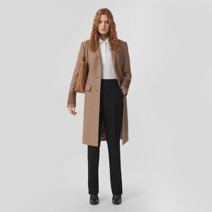 Burberry Cuff Detail Camel Hair Wool Tailored Coat - ShopStyle