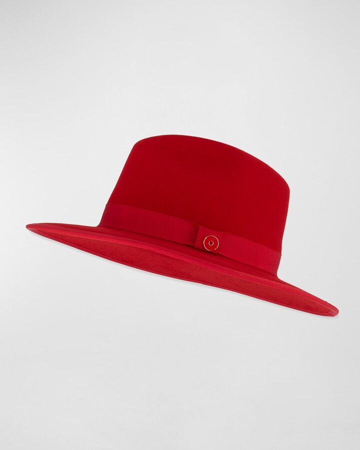 Keith James Queen Red-Brim Wool Fedora Hat, Rose - ShopStyle