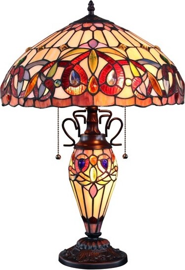 Chloe Lighting ChloeLightingSerenityTiffany-StyleDarkBronze3LightDoubleLitTableLamp16\