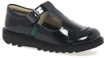 Kickers Kick T Patent Leather Girls Junior School Shoes black - ShopStyle