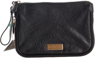 Marc by Marc Jacobs Metallic Silver Snakeskin Embossed Leather Foldover  Clutch Marc by Marc Jacobs