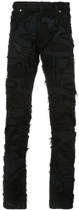 Balmain distressed patch detail jeans