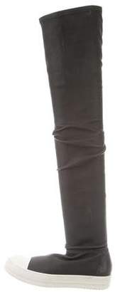 Rick Owens Leather Over-The-Knee Boots