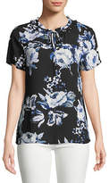 Thumbnail for your product : Karl Lagerfeld Paris Floral-Print Ruffle Neck Top