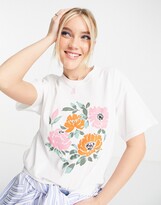 Thumbnail for your product : Miss Selfridge floral painted t-shirt in white