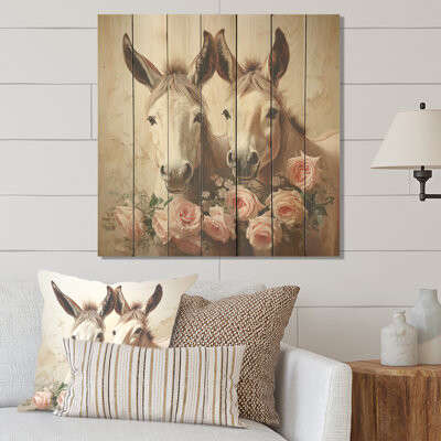 August Grove Vintage Brown Donkey Portrait II - Donkey On Wood Print