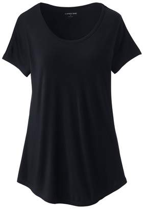 Lands' End - Black Petite Short Sleeve Jersey Scoop Neck T-Shirt