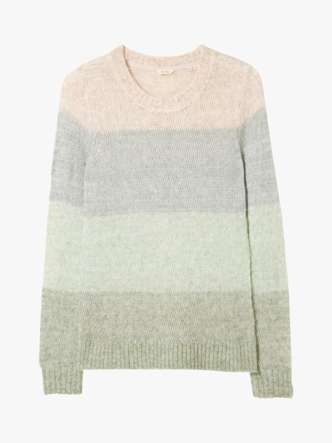 Fat Face FatFace Ombre Round Neck Jumper, Soft Sage/Multi