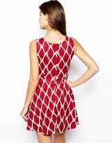 Thumbnail for your product : Lovestruck Lori Lace Skater Dress with Contrast Grid Effect