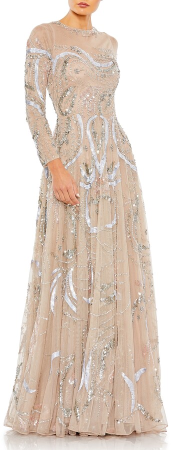 Fragua alondra Darse prisa Sequin And Nude Mesh Dress | ShopStyle
