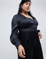 Thumbnail for your product : Glamorous Curve premium wide leg jumpsuit in luxe satin