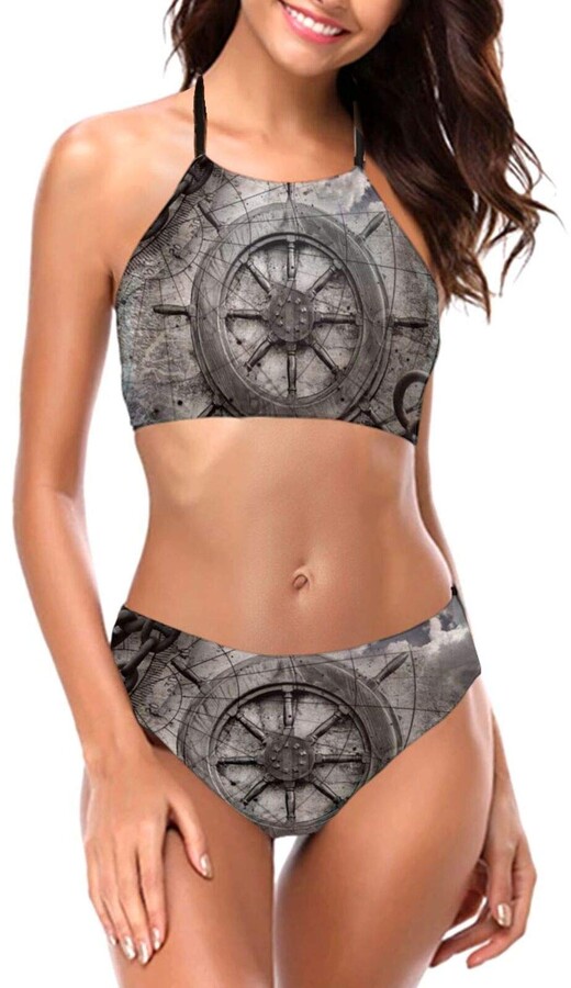 Wearibear Steering Wheel Charts Bikini Set Women's High Waist Halter