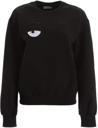 Chiara Ferragni Embroidered Eye Motif Crewneck Knitted Sweatshirt