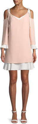 Nanette Lepore Cold-Shoulder Layered Shift Dress