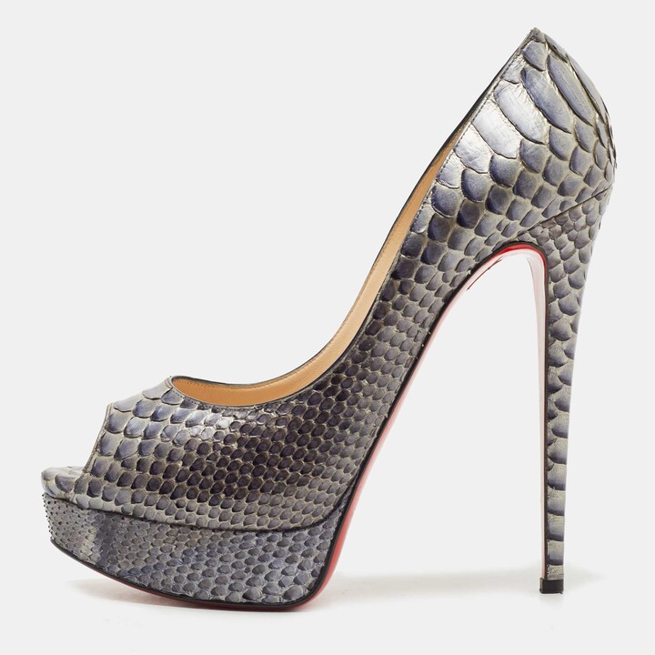 NEW CHRISTIAN LOUBOUTIN Very Prive Peep Open Toe Pumps Silver 40