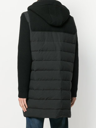 Bark knitted-panelled padded coat