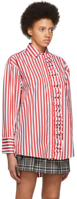 MSGM SSENSE Exclusive Red and White Stripe Shirt Dress