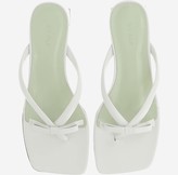 Thumbnail for your product : Bzees White Leather Mid Heel Thong Sandals