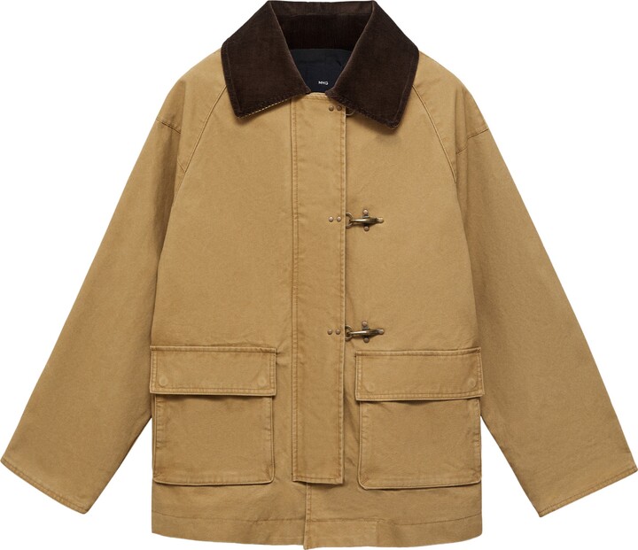 MANGO Corduroy Colllar Cotton Canvas Coat