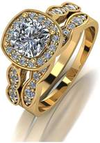 Thumbnail for your product : Moissanite 9ct Gold 1.75ct Equivalent Total Cushion Cut Ring Set