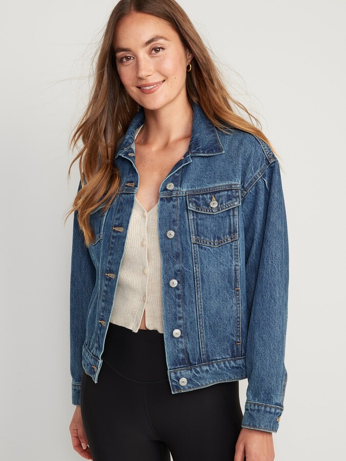jean jacket puff shoulders