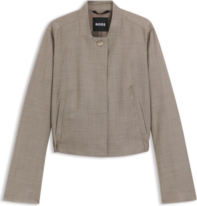HUGO BOSS Stretch-wool jacket with sharkskin weave