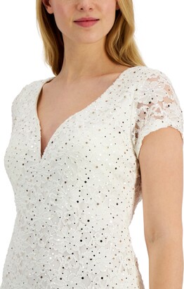 Connected Sequined Lace Sweetheart Sheath Dress