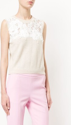 Onefifteen Floral Lace Patch Sweater Vest