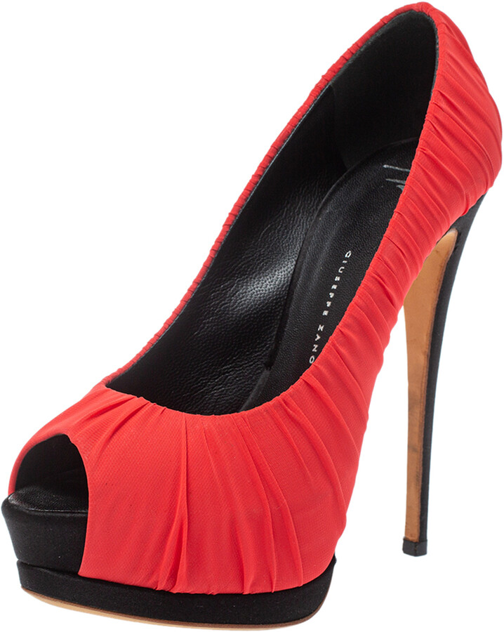 Red peep toe heels uk Clearance