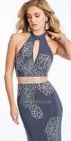 Thumbnail for your product : Jovani Jersey Studded Rosette Prom Dress