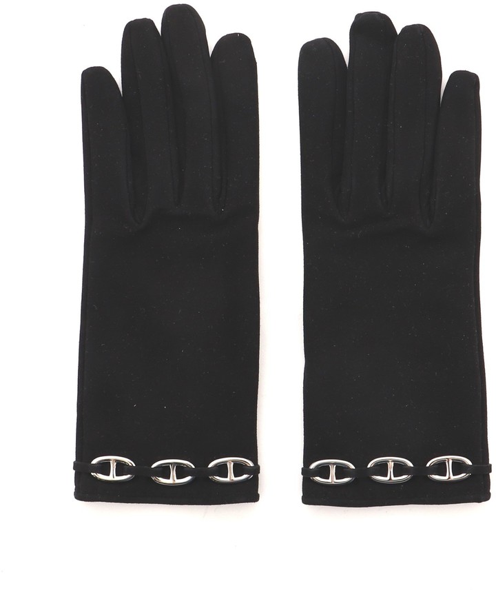 Ring-detail gloves Black Farfetch Women Accessories Gloves 