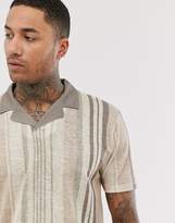Thumbnail for your product : ASOS DESIGN relaxed revere polo in natural vertical stripe colours