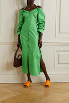 Thumbnail for your product : Nanushka Lo Off-the-shoulder Cotton-poplin Midi Dress - Green