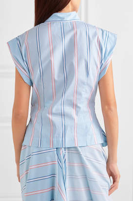 Vivienne Westwood Draped Striped Cotton Shirt - Blue