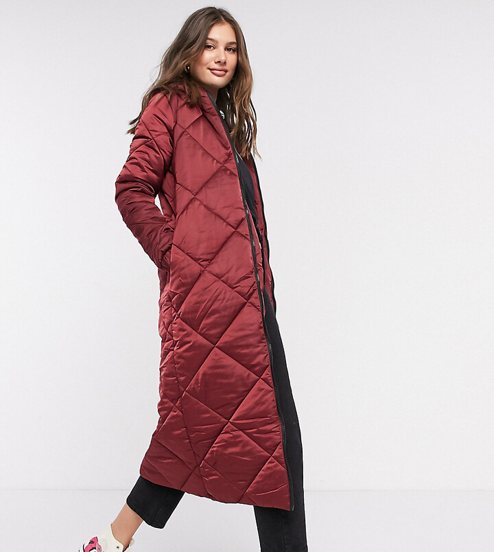 red longline puffer jacket